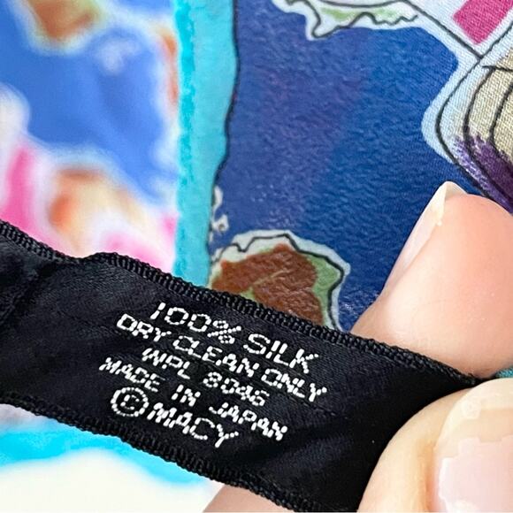 Morgan Taylor Silk Scarf Multicolor Travel Print - Picture 6 of 6